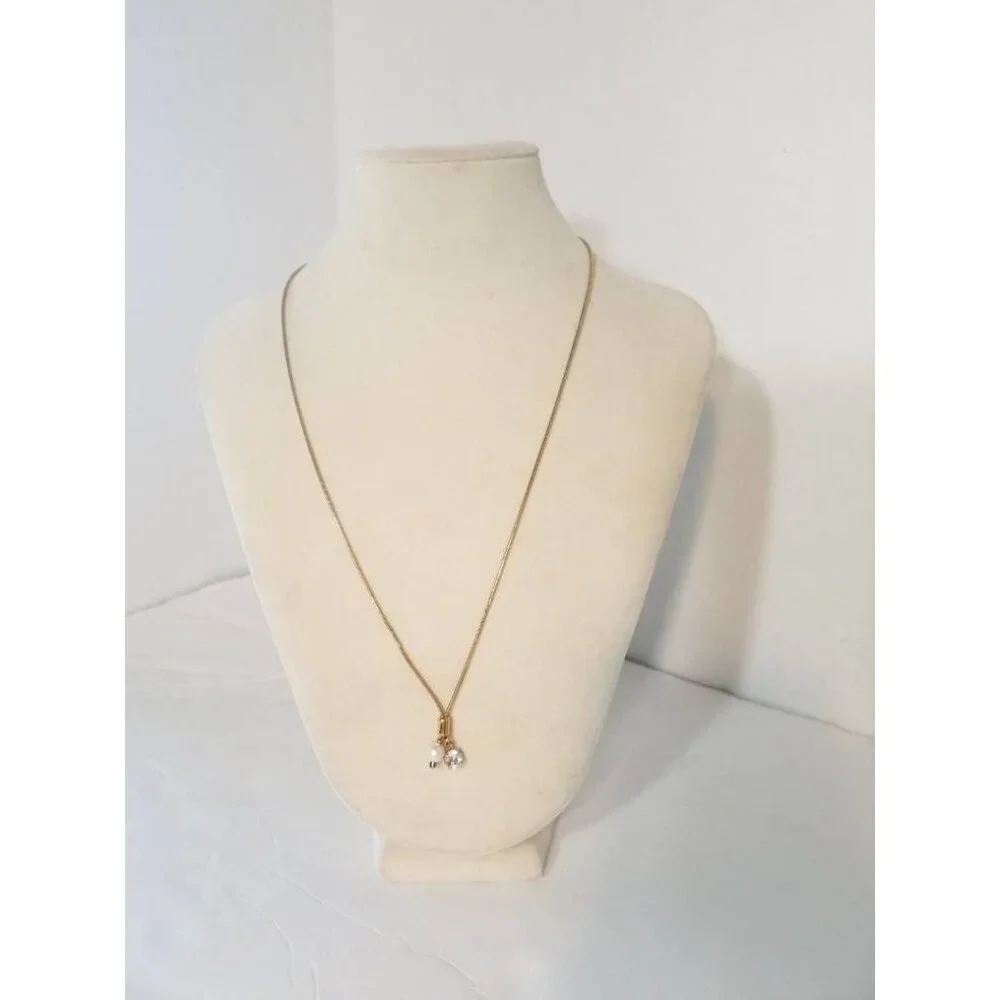 Vintage Monet necklace rhinestone diamond‎ and faux pearl gold